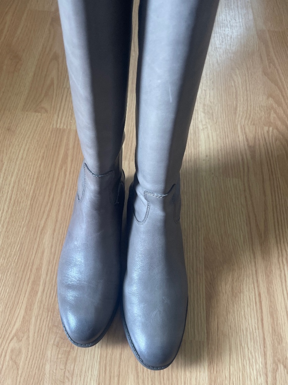 Sam Edelman Gray Tall Leather Back Zip Up Heeled Boots Size 6.5 - Picture 4 of 12